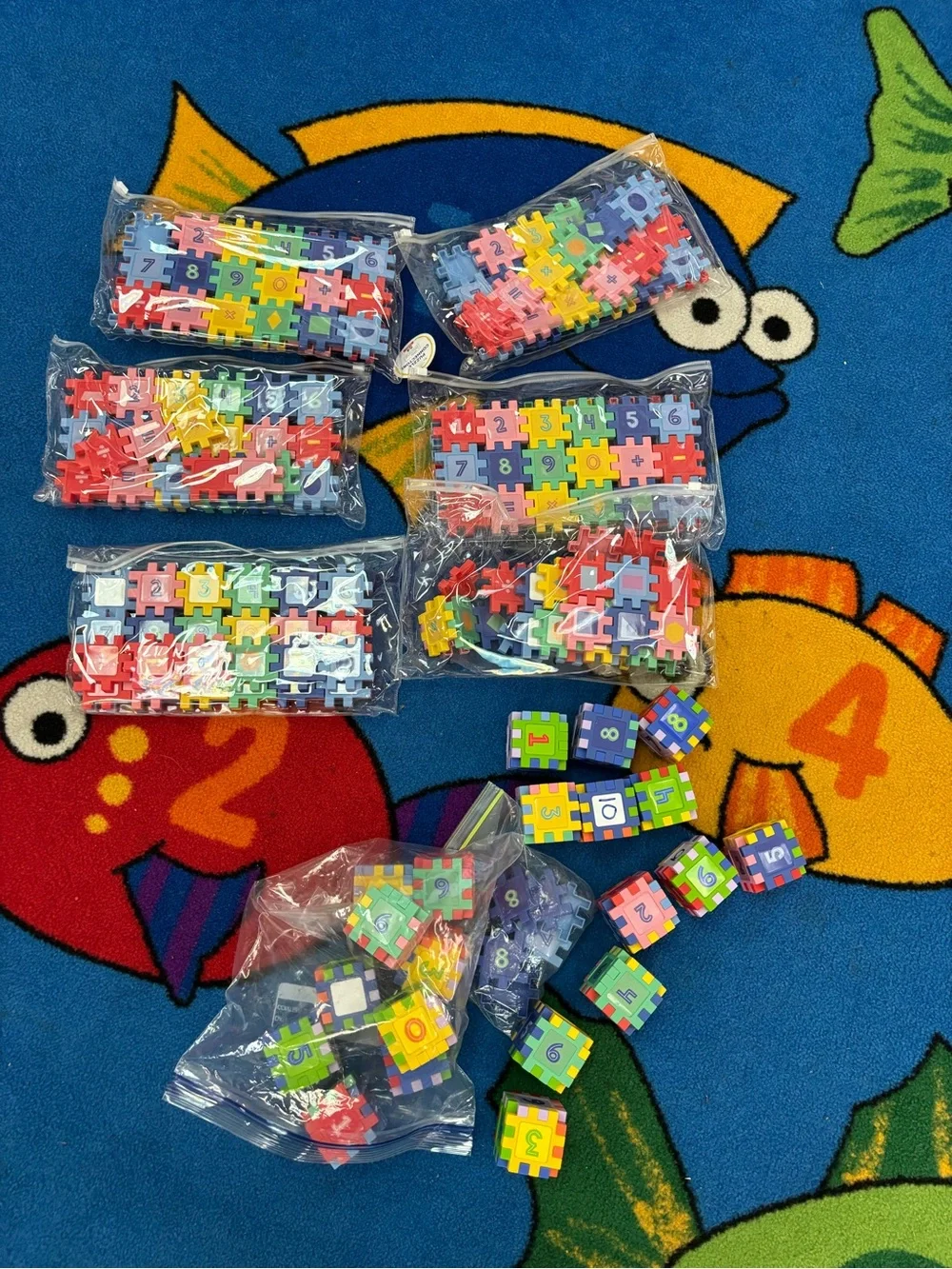 Colorful Number Puzzle Blocks - Multicolor Educational Toy Set of 6